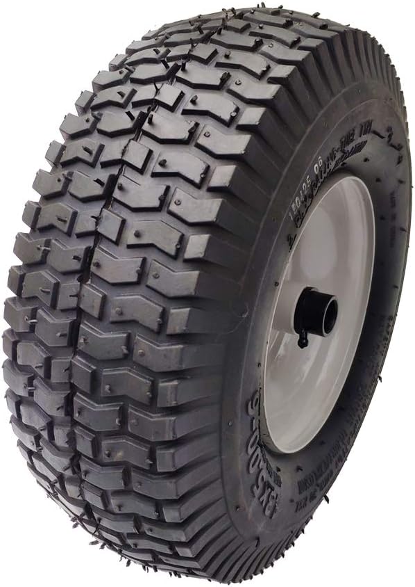 2 Pack 13x5.00-6 Lawn Tractor Pneumatic wheel,Wheelbarrow tire Turf Tread,3.13" hub length with steel rim,Flange ID 0.76''