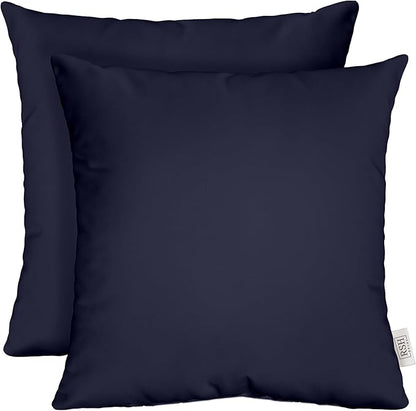 RSH DECOR: Sunbrella Square Throw Pillows Set of 2 | 24" x 24" | Water and Fade-Resistant Performance Fabric | Outdoor Pillow Covers with Down-Alternative Inserts | Canvas Navy Blue