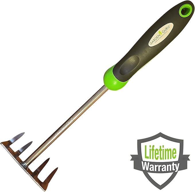 Garden GURU Stainless Steel Hand Rake Cultivator Tiller Tool - Stainless Steel for Ultimate Strength - Rust Resistant - Ergonomic Handle - Great for Gardening Cultivating Loosening - 1 Case (50 Pcs)