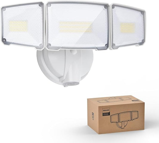 Philips 72W 7400LM Dusk to Dawn Security Lights Outdoor, LED Aluminum Flood Light, 3 Adjustable Heads, 5000K Daylight, Waterproof for Garage, Yard, Patio