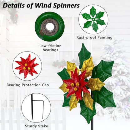 Viveta Christmas Outdoor Wind Spinners, Garden Wind Spinner, Festive Windmill for Yard Garden, Christmas Decorations Outdoor