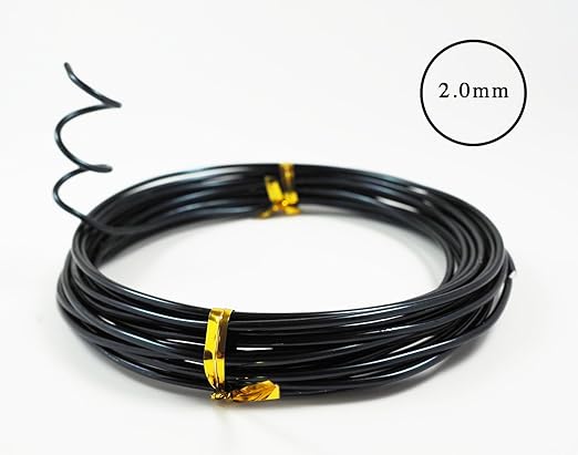 Anodized Aluminum Bonsai Training Wire 5-Size Starter Set with Canvas Bag - 1.0mm, 1.5mm, 2.0mm, 2.5mm, 3.0mm (147 feet total) - Choose Your Color (5 Sizes, Black)