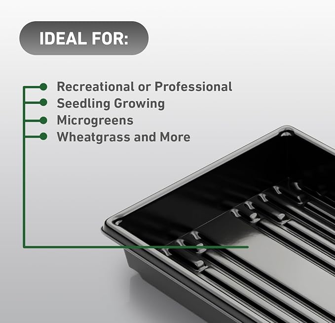 10x20 Inch Black Plastic 25 Pack Plant Propagation Tray – Growing Trays for Garden, Planting, Seedling, Soil & Hydroponic Horticulture - Microgreen Trays Grow Plants - No Drain Holes