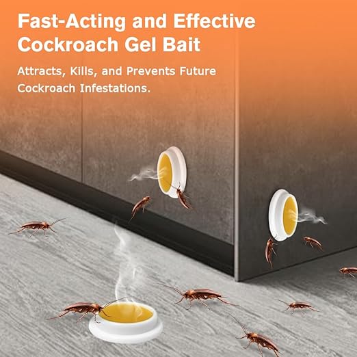 48 Pack Cockroach Gel Bait, Highly Effective Roach Killer Indoor Infestation Solution, Fast Acting Cockroach Killer Indoor Home Kitchen Use, Easy to Apply & No Mess Roach Bait Gel, Long-Lasting