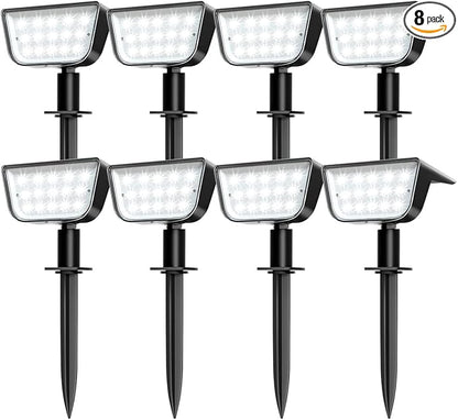 Solar Spot Lights Outdoor, Ultra Bright Solar Garden Lights Cool White, IP68 Waterproof Landscape Spotlights, 800LM 6500K for Yard Garden Wall Driveway, 8 Pack