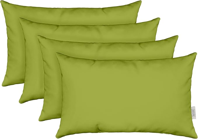 RSH DECOR: Sunbrella Lumbar Throw Pillows Set of 4 | 20" x 12" | Water and Fade-Resistant Performance Fabric | Outdoor Pillow Covers with Down-Alternative Inserts | Canvas Macaw