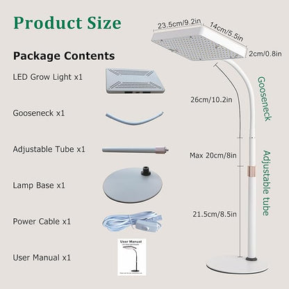 Tabletop Grow Light for Seed Starting, 25 Watt Brightest Bonsai Plant Light, Adjustable Height 16"-24" Desk Grow Lights for All Indoor Plants, Daisy Chain Function, On/Off Switch