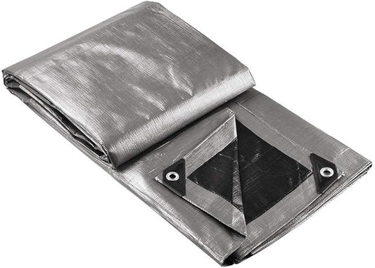 Yescom 18x24ft Heavy Duty Reinforced Poly Tarp Waterproof Tarpaulin 10-mil Ground Sheet Camping Tent Cover with Eyelets Reversible Silver Black Tarps