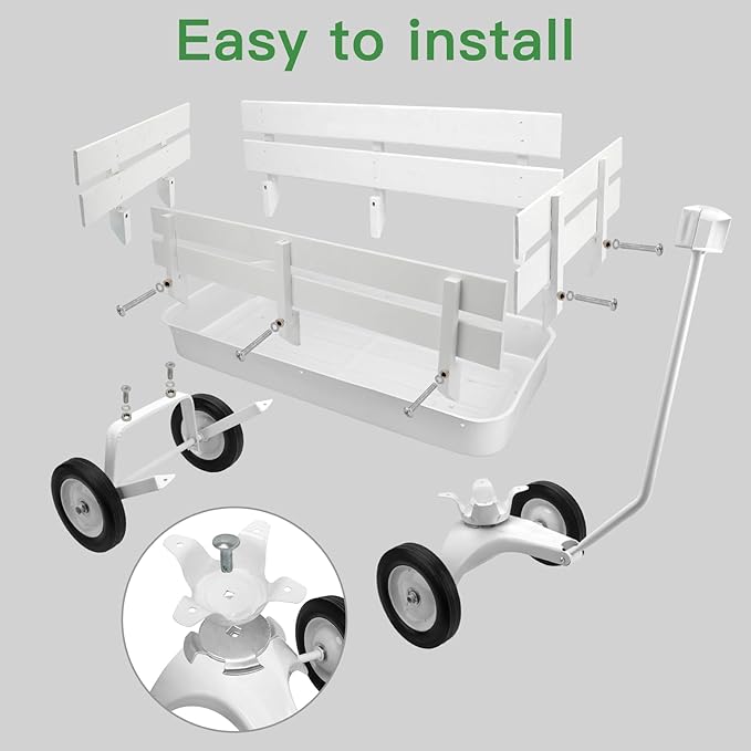 All Terrain Wagon,Heavy Duty 33Inch Sport Cargo Wagon with Removable Wooden Side Panels,Big Tires and Wide Grip Handle,Ideal for Weddings and Flower Girls,White