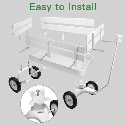 All Terrain Wagon,Heavy Duty 33Inch Sport Cargo Wagon with Removable Wooden Side Panels,Big Tires and Wide Grip Handle,Ideal for Weddings and Flower Girls,White