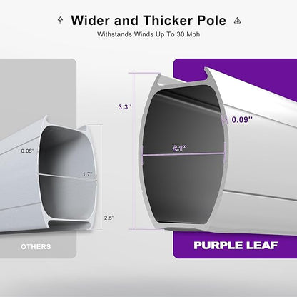 PURPLE LEAF 9' X 12' Solar Powered LED Patio Large Umbrella Offset Double Top Hanging Umbrella Outdoor Market Umbrella for Garden, Deep Beige