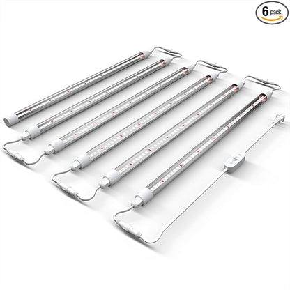CusomikT8 T5 LED Grow Light Strips 2ft 60W(6x10W, 500W Equivalent) Full Spectrum, IP65 Waterproof Indoor Outdoor Plant Grow Lights for Greenhouse Shelves Wired Timing Switch, Plug Play 6-Pack