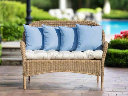 RSH DECOR: Sunbrella Tufted Wicker Loveseat Cushion | 41” x 19" | Water and Fade-Resistant Performance Fabric | Outdoor Settee Cushion for Patio Furniture | Canvas Macaw