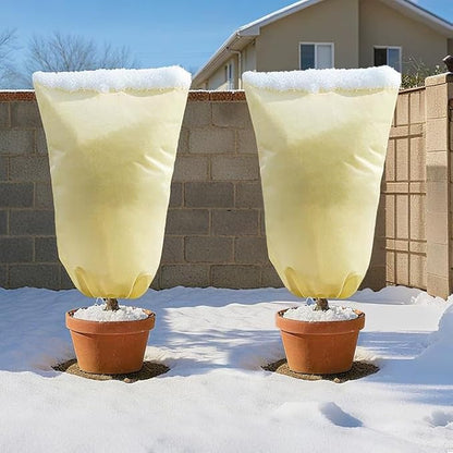 MIXC 4 Packs 2 Size Plant Covers Freeze Protection, Winter Plant Cover Cold Weather Tree Frost Cloth Warm Blankets Shrub Covers for Outdoor Plant （23''×23''+47''×71''）
