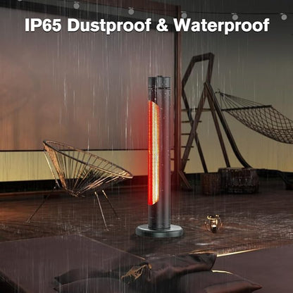 ThermoMate Electric Patio Heater, 1500W IP65 Outdoor/Indoor Infrared Heater with Remote, 8 Heating Levels 8-Hour Timer & Oscillation, Tip-over Protection for Garage Backyard Restaurant