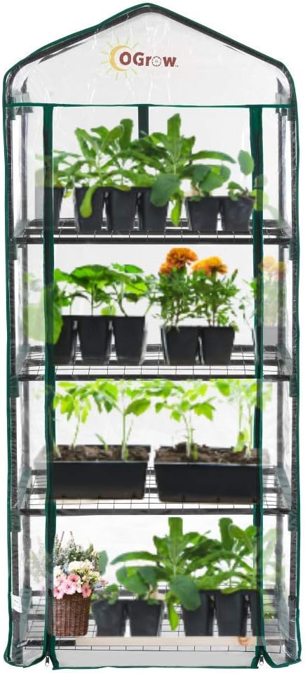Ogrow® Mini Portable Greenhouse, with Cover and 4 Tier Shelves