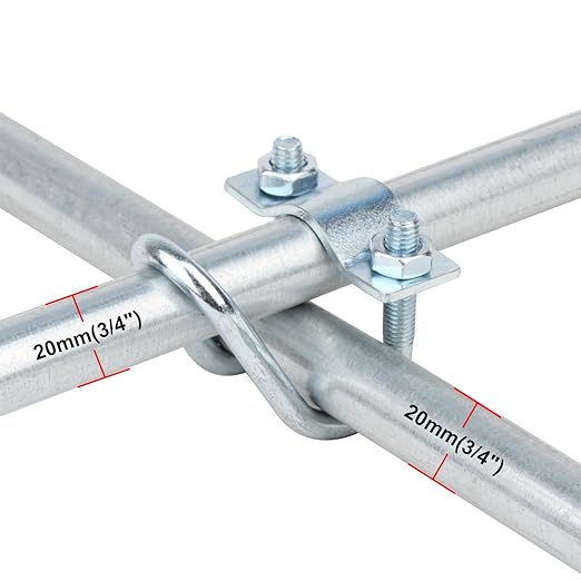 20 PCS Cross Connector Pipe Clips for 1/2" EMT Electrical Pipe(O.D. : 0.706"), Cross Conduit Clamp for Greenhouse, Awning & Fence, Tripods