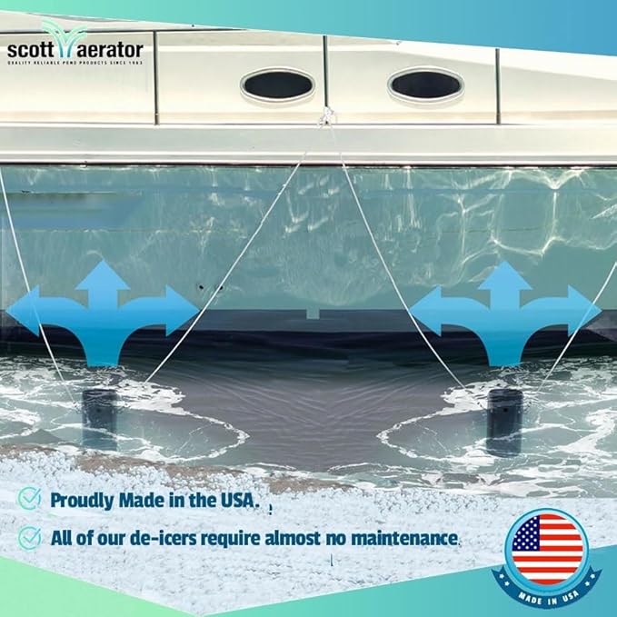 Scott Aerator Slinger De-Icer for Lakes & Ponds | 3/4 Horse Power 115V Stainless Steel | 25 ft. Electric Corded Cable Included | Made in USA