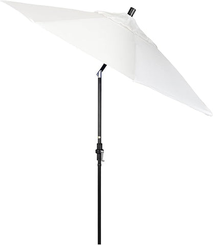 California Umbrella 9' Round Aluminum Pole Fiberglass Rib Market Umbrella, Crank Lift, Collar Tilt, Black Pole, Sunbrella Spectrum Mist
