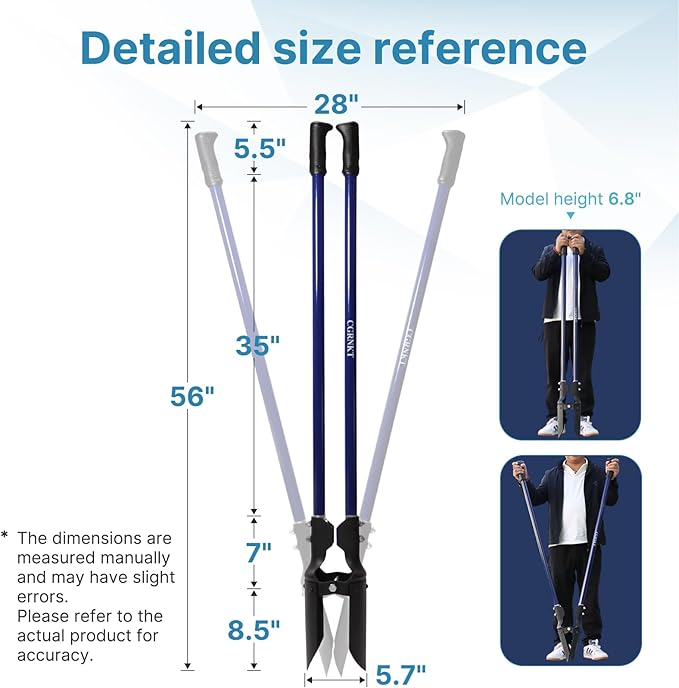 Heavy Duty Post Hole Digger for Fence Posts - Hole Digger with Fiberglass Handle, Durable Soil Digger Garden Tool for Agriculture, Gardening, and Landscaping,56 Inches,Blue