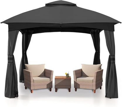 MASTERCANOPY Outdoor Patio Gazebo for Garden with Upgrade Steel Frame and Netting Walls (8x8,Gray)