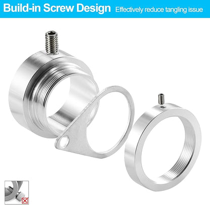 Flag Pole Rings, 1" Spinning Flagpole Ring Clips, 2 Pcs Aluminum Alloy & Steel 360° Rotating Anti Wrap Flag Mounting Rings with Snap Carabiners for 0.75-1.02 Inch Diamete Flagpole (Φ1, Silver)