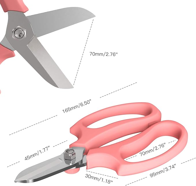 Housolution Flower Scissors, Strong Floral Shears,3PCS Premium Steel Garden Pruning Shears Floral Fruits Leaf Scissors Hand Pruner Snip Trimming Tool for Gardening Flower Arrangement, Pink