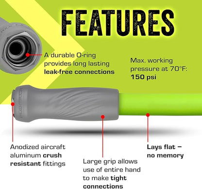 Flexzilla Garden Hose with SwivelGrip, 5/8 in. x 75 ft., Lightweight All-Weather Water Hose, Durable and Flexible, Leak-Free Connections