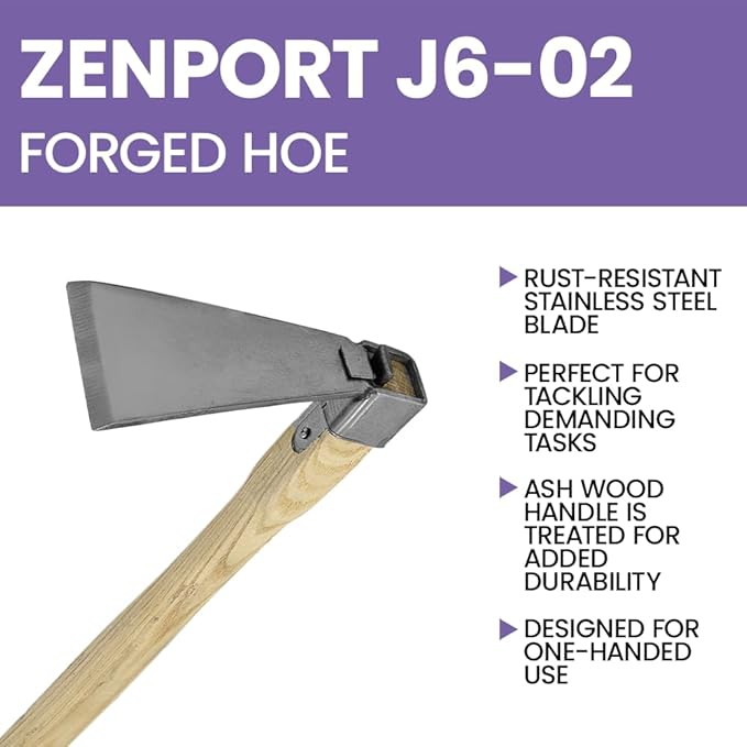 Zenport J6-02 Hoe, 15-Inch Handle, 5 Inch Stainless Steel Blades, Beige - 12 Pack