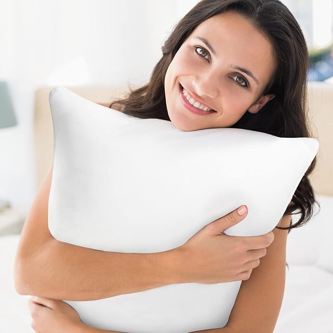 26 x 26 Outdoor Throw Pillow Inserts Set of 2 Waterproof Square Premium Decorative Couch Pillow Stuffers Form Large White Sofa Cushions Indoor