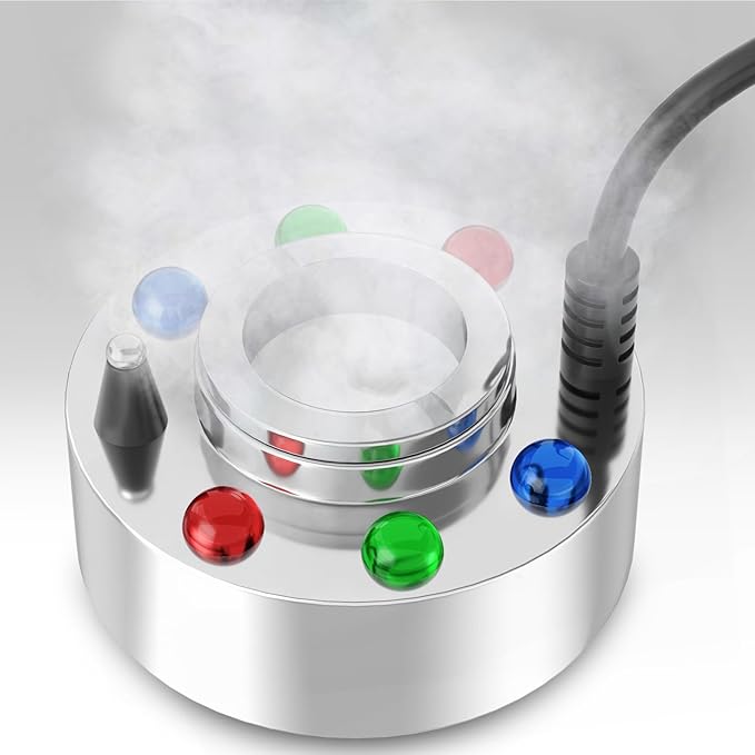 FITNATE High Power Mist Maker, 1500ML/H Large Volume Mist Fogger with 6 LED Light Fog Machine Atomizer for Halloween, Pond, Garden, Rockery,Yard