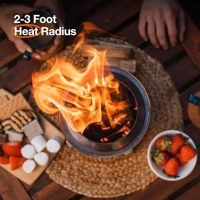 Solo Stove Mesa XL, 7 Inch Tabletop Fire Pit with Stand - Smokeless, Stainless Steel Fire Pit for Camping, Outdoor & Patio- Wood Burning or Pellet Fueled Portable Bonfire, 2.3lbs, Gunmetal