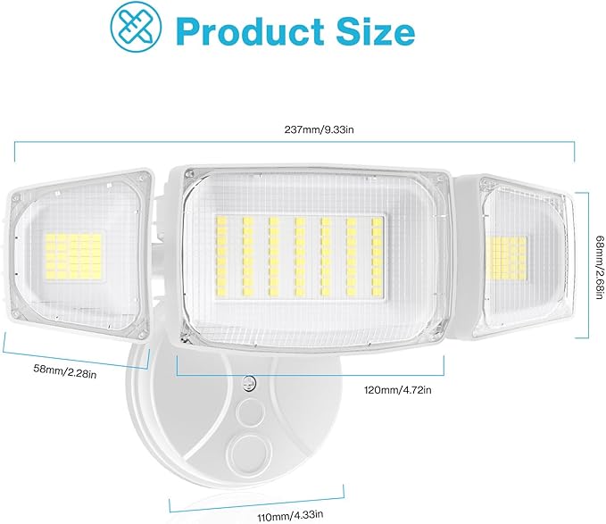 Olafus 80W Flood Lights Outdoor, Switch Controlled 8000LM LED Security Lights, IP65 Waterproof Outside Floodlights, 6500K Exterior Flood Light Fixture Wired for House Yard Porch Eave White