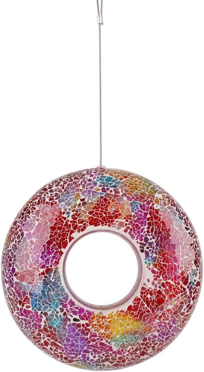 Mosaic Bird Feeder Outdoor Fly Through Wild Hanging Glass Design Birdfeeder for Garden