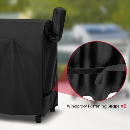 Unicook Pellet Grill Cover Compatible for Traeger Pro 34 Series, Texas, Pit Boss 820, Grilla Silverbac Grills, Unique Waterproof Vinyl with Polyester Lining, Outdoor Full Length Smoker Cover