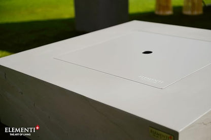 Elementi+ | Bundle Capertee Gas Fire Pit Cast Concrete 40" Square Fire Table, Outdoor Fire Pit Electronic Ignition | Canvas Cover, Fire Glass and Burner Lid Included | Light Gray | Natural Gas