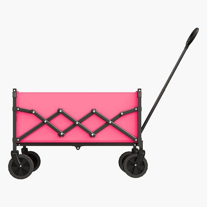 VEVOR Collapsible Wagon Cart with Wheels Foldable, 120L 225LBS Heavy Duty Folding Wagon, Portable Utility Grocery Cart for Groceries Camping Sports Shopping Garden with Adjustable Handle