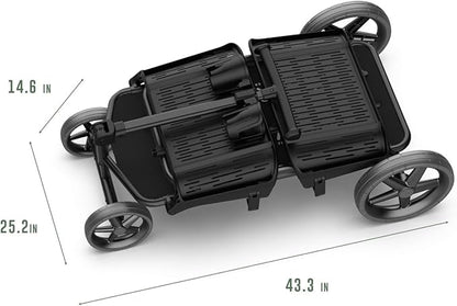 400lbs Large Capacity Collapsible Wagon Cart,Folding Utility Heavy Duty,All Terrain Big Wheels for Garden Camping Sports Outdoor Shopping, Black