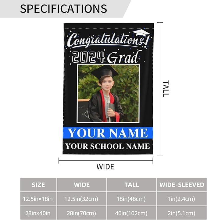 Personalized Graduation Garden Flag With Photo Name Custom Class Of 2025 Double-Sided Banner Congratulation Grad Yard Sign Outdoor Flags For Party Ceremony (Custom Graduation Flag, 12x18(in))