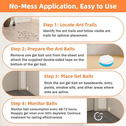32 PCS Ant Killer Gel Bait Stations, Extra Strengthen Ant Bait Traps, Long-Lasting Effective Pest Gel for Carpenter Ants and Other Common Household Ants, No Mess Easy Use, Safe for Pets and Kids
