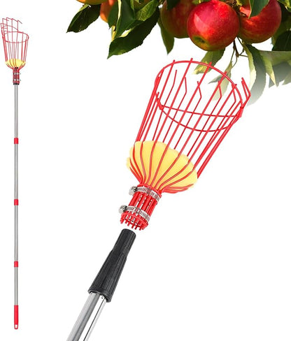 Fruit Picker Pole with Basket Segmented Fruit Picker Pole Tool for Apple Avocado Cherry Lemon Mango Orange Peach Picking(40-160") 8FT