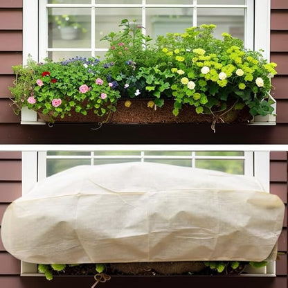 Plant Frost Cover, Rectangular Planter Plant Winter Frost Blanket, Plant Frost Tree Cover Bag with Zip Drawstring, Reusable Frost Fabric for Outdoor Plants 2 Pack (68.8x17.7x15.7INCH)