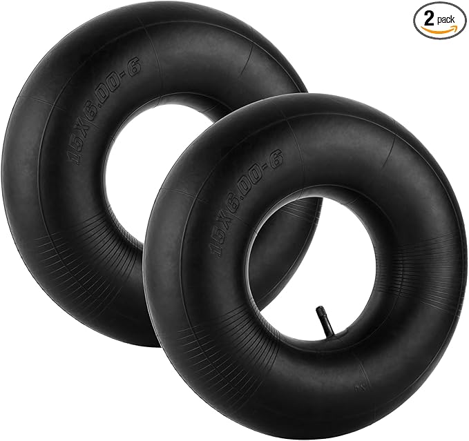15x6.00-6" Inner Tube with Straight Valve Stem (2-Pack) - Heavy Duty Replacement Tire Tubes for Lawn Mower, Snow Blower, Riding Mowers, ATVs, Golf Carts