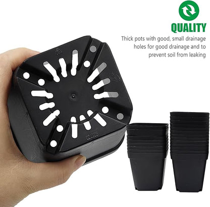 3.5 inch (9CM) Square Nursery Pots 60pcs, Sturdy Seedlings Trays 5 Pcs, Seeds Starter Germination Tray, Microgreenings Planter Nursery Propagation 5 Sets
