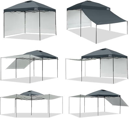 KAMPKEEPER 10x10 Easy Pop Up Canopy Tent with Sidewalls, Instant Outdoor Shade Shelter with Removable 10FT Sun Walls, Quick Setup Waterproof and UV-Resistant for Patio (Dark Gray, 2 sidewall)