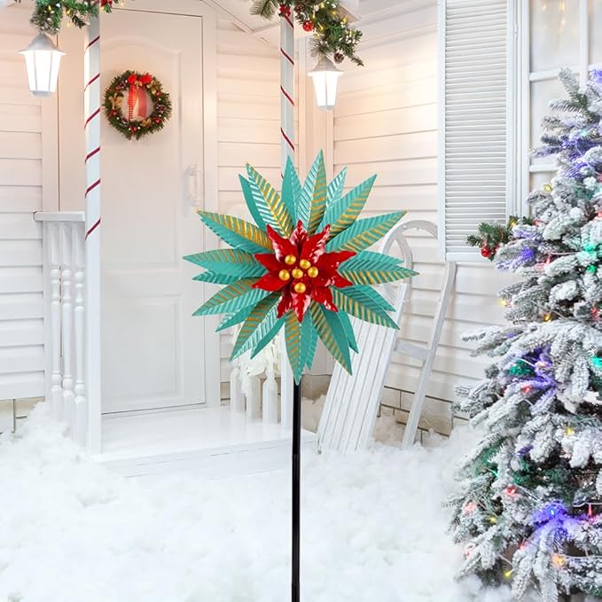 Christmas Wind Spinners Outdoor,57.9 Inches Metal Wind Spinners for Yard and Garden Xmas Windmill for Patio,Lawn & Yard