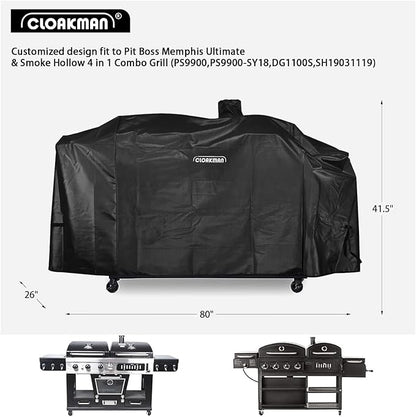 Premium Heavy-Duty Series Pit Boss Memphis Ultimate Grill Cover and Smoke Hollow PS9900-SY18 DG1100S 4in1 Combo Grill Cover GC7000