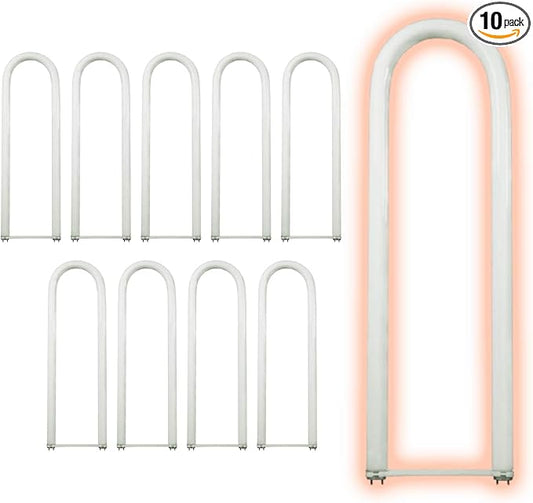 GoodBulb 28-Watt 6-Inch T8 Fluorescent U-Bend Light Bulb 4100K Cool White Light Color Medium Bi-Pin Base High Output 1773 Lumens Pack of 10 Bulbs