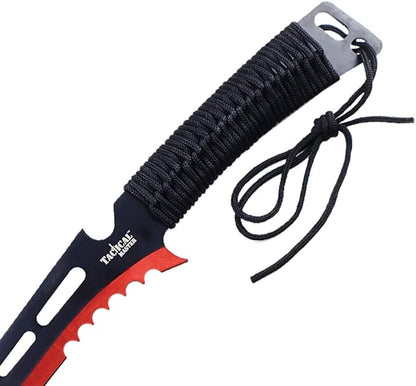 26" Fantasy Tactical Machete with 3 Fixed Blade Knives Set. 440 Stainless Steel Blade. for Collection, Gift and Outdoor Sport Activitve (Red)