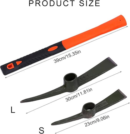Heavy Duty Miniature Pick Mattock With Fiberglass Handle Garden Hand Tool For Gardening Digging & Camping Landscaping Pick Mattock